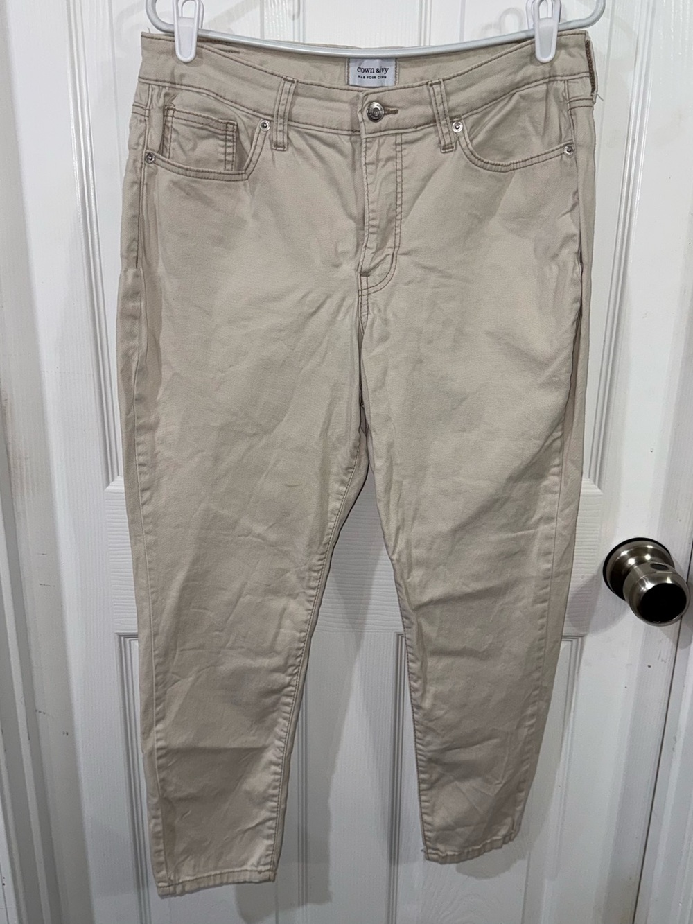 Crown & Ivy Khaki Denim Skinny Jeans Women’s Size 12P Petite